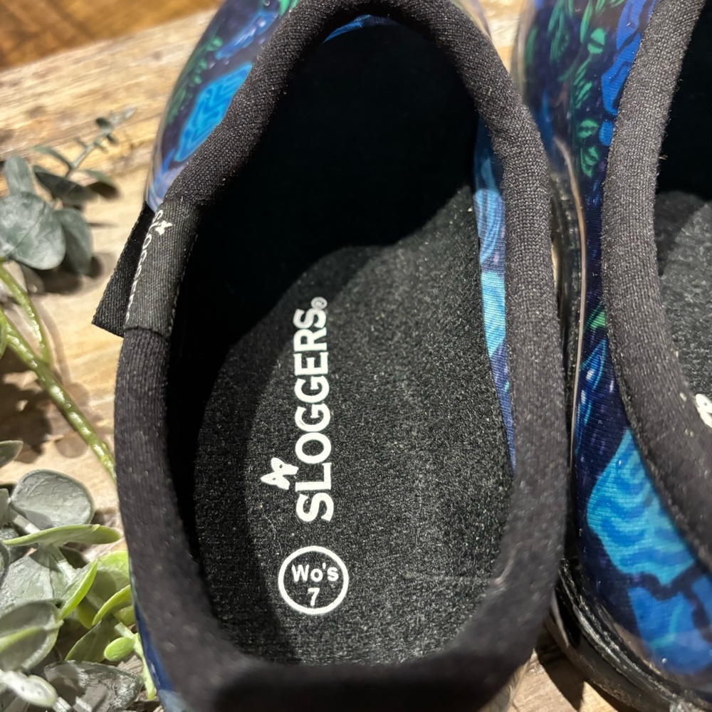 SLOGGERS WATERPROOF COMFORT Rain Garden Spring Surprise Blue Shoes Made In USA - Picture 8 of 10